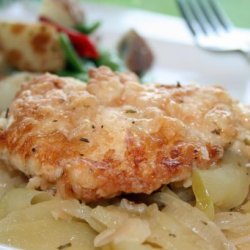 Sauced Chicken Breasts With Apples and Onions