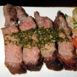 Grilled Strip Loin Steak With Bacon Chimichurri