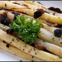 White Asparagus With Mushrooms in Brown Butter