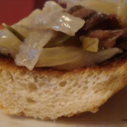 Slow-Cooked Garlic and Onions With Toasted Baguette