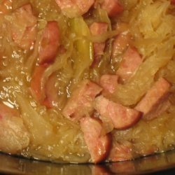 Delicious kielbasa and sauerkraut
