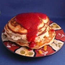 Peach Pancakes With Raspberry Sauce