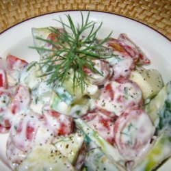 Sarasota's Cucumber Tomato Salad in a Creamy Dill Sauce