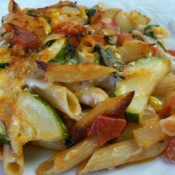 Baked Penne With Corn, Zucchini and Basil