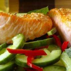Roasted Salmon With Chile Minted Cucumbers
