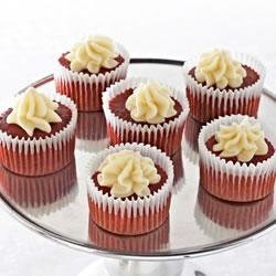 Mini Red Velvet Cupcakes with White Chocolate Mousse