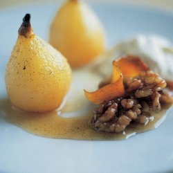 Baked Pears with Wine and Walnut Cream