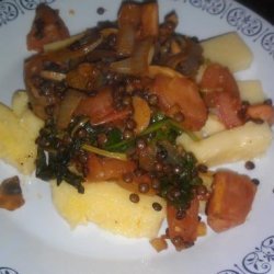 Sauteed Lentils and Spinach over Polenta