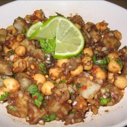 Aloo Channa Chaat (Tangy Potato Chickpea Snack)