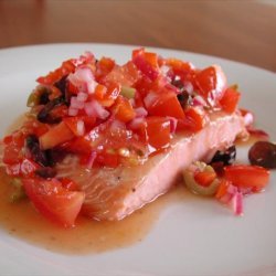Baked Salmon With Black Olive Salsa