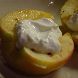 Very Healthy Near Instant Baked Apple With Creamy Nonfat Yogurt