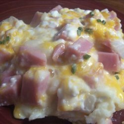 Baked Ham and Cheese in a Mashed Potato Crust