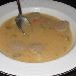 Cheesy Bratwurst and Beer Soup