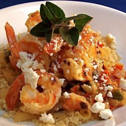 Shrimp With Feta over Couscous