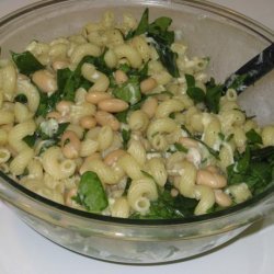 Cavatappi With Spinach, Beans, and Asiago Cheese