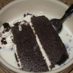 Store Bought Chocolate Cake and Milk