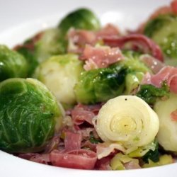 Uncle John's Brussels Sprouts With Prosciutto and Leeks