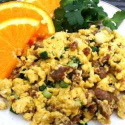 Creamy Scrambled Eggs With Sausage and Scallions