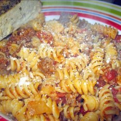 Fusilli Pasta With Ground Sausage Bolognese Sauce
