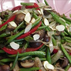 French Baby Beans, Baby Brown Pearl Mushrooms Topped With Almond