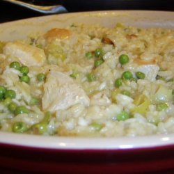 Baked Chicken, Lemon and Pea Risotto