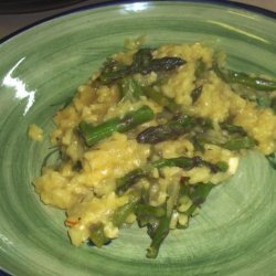 Bobby Flay's Quick Saffron Risotto With Roasted Asparagus