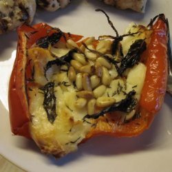 Roasted Red Peppers With Halloumi