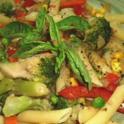 Creamless Penne Pasta Primavera With Olive Oil and Garlic