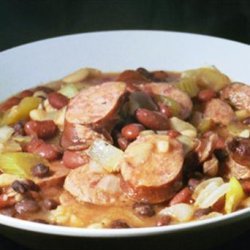 Slow Cooked Three Beans and Sausage