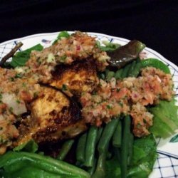 Grilled Swordfish, Green Beans and Spicy Tomato Salsa