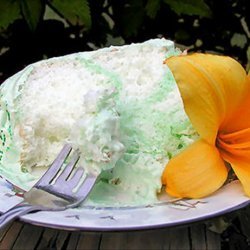 Green Angel Cake With Fluffy Fruit Flavor Frosting