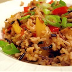 Brown Rice Stir-Fry With Flavored Tofu and Vegetables