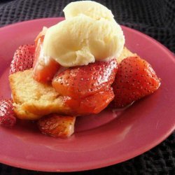 Balsamic Strawberries and Ice Cream on Pound Cake