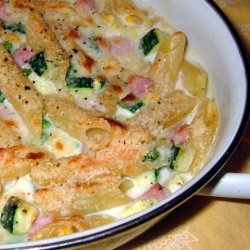 Pepin's Penne, Ham and Vegetable Gratin