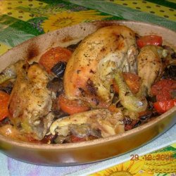 French Roast Chicken and Mediterranean Vegetables in Wine