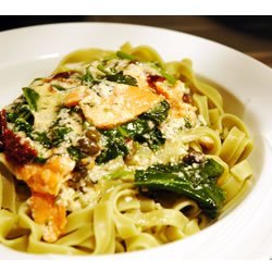 Salmon and Spinach Fettuccine