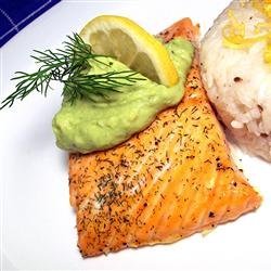 Grilled Salmon with Avocado Dip