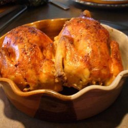 Cornish Game Hens With Garlic Cloves and Onion