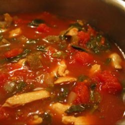 Chicken Soup With Spinach, Eggplant & Tomato