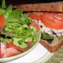 Tuna, Arugula and Feta Sandwich and Salad