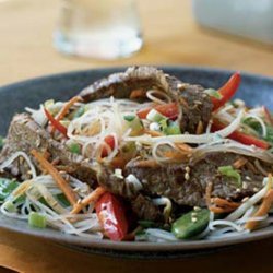 Rice Noodles With Sesame-Ginger Flank Steak