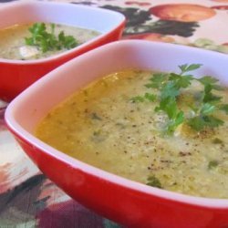 Cream of Brussels Sprout Roasted Garlic Soup