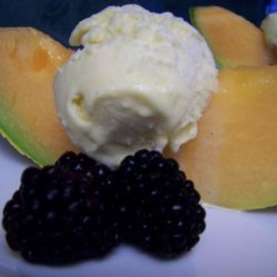 Cassis-Splashed Melon With French Vanilla Ice Cream & Blackb