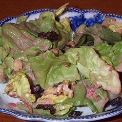 Lettuce, Raisin and Walnut Salad With Creamy Raspberry Dressing