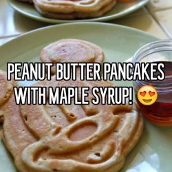 Peanut Butter Pancakes With Peanut Butter Maple Syrup