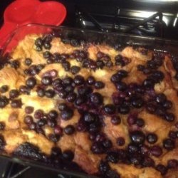 Baked Croissant Blueberry French Toast With Crispy Pecans