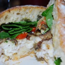 Parmesan Crusted Fish & Portobello Ciabatta Sandwich
