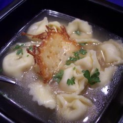 Tortellini in Broth With Cheese Crisps