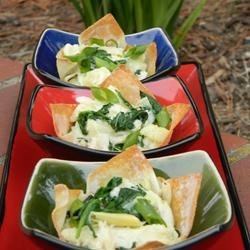Spinach, Artichoke and Crab Wontons