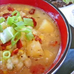 Summer Corn Chowder With Scallions Bacon & Potatoes